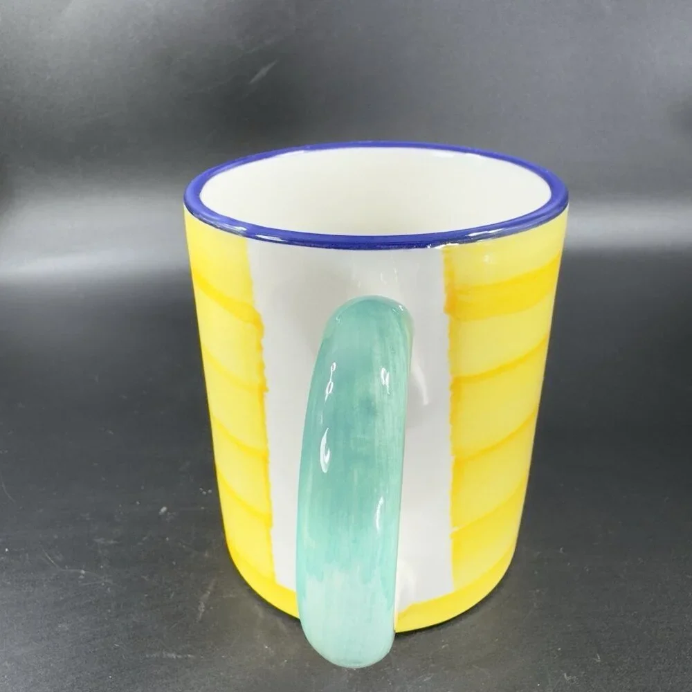 Vintage Pier 1 Ceramic Coffee Mug Cup Made In Italy Multicolor Mug Cup‎ Italian